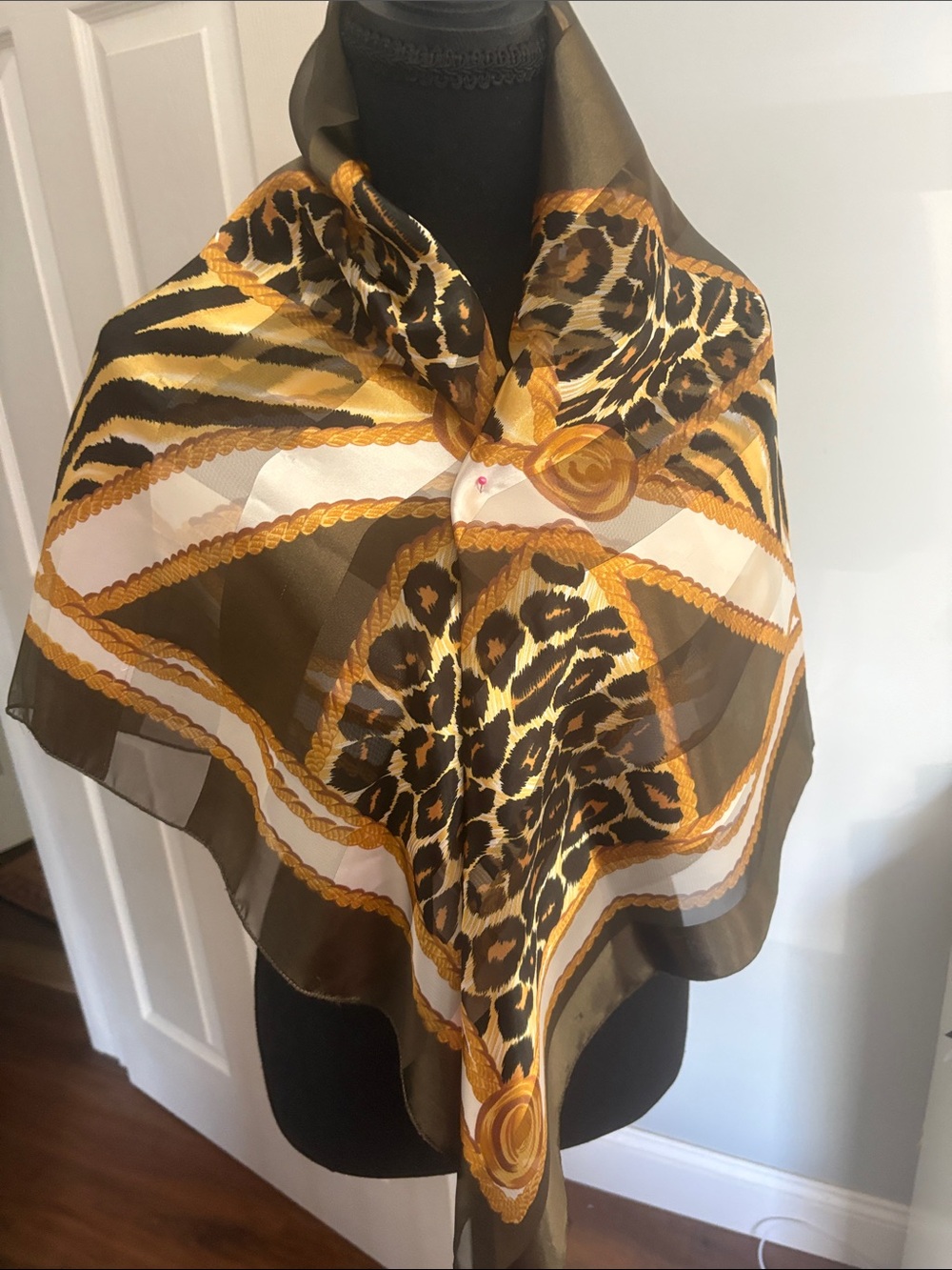 Luxury Silk Scarf Bundle | Animal Print & Baroque Chain Print Scarves - Picture 2 of 9